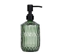 SDlumeiy Dark Green Thick Glass Soap Dispenser with Refillable Black Rust Proof Pump for Bathroom, Kitchen for Hand Soap, Detergent, Lotion (Dark Green)