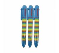 SDM 3PCS 6 In One Multicoloured Pens Retractable Biro Pens Rainbow Design Retractable 6 Colours
