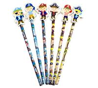SDM 6 x Pirate Pencils With Eraser Topper Party Bag Fillers