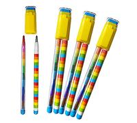 SDM 8 x Rainbow Stripes Twin Cap: HB & Colouring Pop a Points plus Eraser. Great Class Gift/Stocking Filler