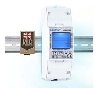 Modbus Single Phase Only, Electric Energy Meter - 100A Input, Fixed pulsed Output 1000imp/kWh - Requires Mains Voltage inputs (Live in and Out and Neutral in and Out) - SDM210-DR-MID