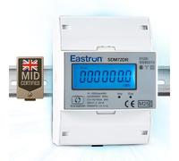 SDM72DR Three-phase electricity energy meter, 100 Ampere kWh DIN rail power meter, resettable partial energy, pulse meter, digital LCD display with backlight, MID certified