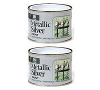 SDMAX 151 Coatings 2 X Metallic Silver Paint 180ml Tin Tough & Durable For Decorating Interior Exterior, Versatile Surface Compatibility, High-Lustre Finish