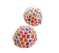 SDMAX 3 x 6.5cm Squishy Mesh Net Ball With Colour Beads Relief Stress Ball Squishy Squeeze Toys For Kids, Reduce Stress, Improve Concentration, Stress Balls With Net