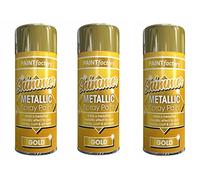 SDMAX 3 x Metallic Gold Spray Paint 200 ML Multipurpose Use Spray For Metal, Wooden Furniture, Interior And Exterior Decoration, Long-Lasting, Shimmering Finish