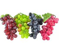 SDMAX 4 Bunches of Artificial Grapes Black, Red, Green, And Purple Grapes Fake Fruit For Home Kitchen Parties Wedding Decoration Photography, Long-lasting