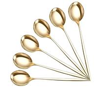 SDMAX 6 Pc Golden Stainless Steel Soup Spoon Set for Home Kitchen and Restaurant Dining Table Tableware, Use for Home, Elegant Design, Smooth Edges, Tableware (Set of 6)