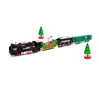 SDMAX Christmas Santa Light Up Train Set, Battery Operate, Holiday Theme, Classic Locomotive, Coal, Cargo Carriages, Realistic Sounds & Light, Movement, Easy-To-Assemble