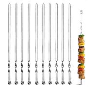 SDMAX Long Barbecue BBQ SKEWERS Kebab Skewers, Set of 2 4 6 8 12 BBQ Grilling Skewers Flat Reusable Metal Skewer Sticks for BBQ, Cocktail, Shish Kabob, Party Essentials, 60cm Approx (Pack of 12)