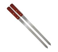 SDMAX Long BBQ Barbecue Skewers Wooden Handle, Grilling Kebab Flat Reusable Skewers, Metal Skewer Sticks for BBQ, Cocktail, Shish Kabab, Party Essentials, 58CM Long (Pack of 2)