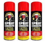 SDMAX Ox Adhesive Spray, Extra Strong, Non Cracking, Long Lasting Performance, Easy To Use, Quick Drying, Ideal Use For Card, Paper, Carpet, Leather, Vinyl And More, 500ML (3PCS)