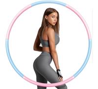 SDMAX Weighted Hula Hoop Adults & Kids, Exercise Fitness Hula Hoops, Soft Padded, Detachable Size, Adjustable Design, Portable, Compact and Lightweight, 1 Kg (Pink-Blue)