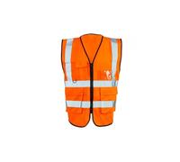 SDMAX Zipped Orange Hi-Viz Vest Waistcoat, Breathable, Multiple Pockets, High Visibility, High Visibility, Ideal For Mechanical, Warehouse, Construction, Transportation (1PCS, 3XL)
