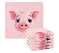 SDMKA Cute Pig Face Kitchen Dish Cloths - 6 Pack Microfiber Super Absorbent and Soft Dish Towels Nonstick Oil Fast Drying Cleaning Cloth, 11x11 Inch