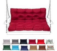 SDNAM Porch Swing Cushion with Backrest, Waterproof Bench Cushion for Outdoor Furniture, Cotton Fill, 2-3 Seater, 150X100CM/59X39IN