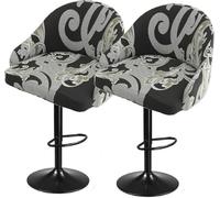 SDNAM Pub Bar Counter Stool Chair Covers with Back and Arms Set of 4/2/1 Stretch, Swivel Curved Kitchen Barstool Chair Cover Curved Back Bar Stool Slipcovers with Arms(H13,2PCS)
