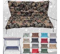 SDNAM Swing Cushion Replacement with Backrest,Outdoor Porch Waterproof Bench Cushion with Ties 2-3 Seater Washable Bench Cushions for Outdoor Patio Porch Swing Cushions(@11,120X100CM/47X39IN)