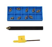 SDNCN0808H07 8x125mm Lathe Turning Tool Holder with 10pcs DCMT070204 Carbide Inserts, Right Hand for CNC Machining, Alloy Steel Shank for Semi-Finishing and Finishing