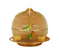 sdneNest Birdcage Bird Cage Hanging Bird Cage with Feeder Golden Metal Round Birdcages House Bird Carrier for Small Birds Parrot Parakeets for Lovebirds Finches Parrot,Red