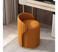 sdneNest Vanity Chair with Backrest Pu Leather Solid Wood Frame Dressing Table Stool for Makeup Room Bedroom High Resilience Sponge Comfortable Seat,Orange-Medium