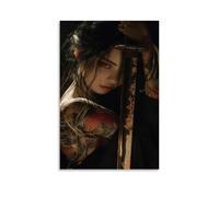 sdnkbro Female Samurai Japanese Style Tattoos Oriental Aesthetics Poster Decorative Painting Canvas Wall Posters And Art Picture Print Modern Family Bedroom Decor Posters 20x30inch(50x75cm)