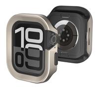 SDOCEBF 2 in 1 Aluminum Rugged Case for Apple Watch Series 11/10 42mm with TPU Back Cover, Metal Bumper Shockproof Protective Cover, Raised Edge Screen Protection, Titanium Original