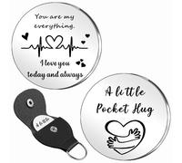 SDOFY Anniversary Pocket Hug Gift for Him/Her - 'You're My Everything' Engraved Keychain - Silver Stainless Steel - Men's Gift for Valentines Day, Birthday, Anniversary
