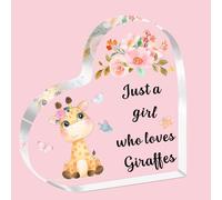 SDOFY Giraffe Gifts Giraffe Gifts for Women Girls Just a Girl Who Loves Giraffes Giraffe Heart-Shaped Acrylic Plaque Giraffe Lovers Gifts