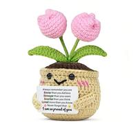 SDOFY Handmade Positive Tulip Flower Crochet with Card for Women Girls- You are Braver, Smarter, Loved, So Proud of You - BFF Inspirational Gifts for Daughter Granddaughter Friends Graduation