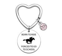 SDOFY Horse Gifts Keyring Horse Gifts for Girls Woman Horse Rider Riding Keychain Born to Ride Forced to Go to School