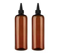 sdoot Amber Squeeze Bottle Hair Colour Bottle Applicator 16 oz for Hair PET Plastic Refillable Bottles with Twist Cap (2 Pack) Brown