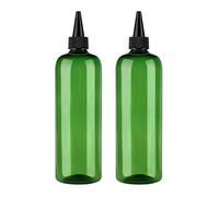 sdoot Squeeze Bottles for Hair, Applicator Bottle 16 ounce Hair Oil Applicator Bottle 2 Pack, Green PET Plastic Refillable Bottles with Twist Top Cap, Hair Dye Bottle Applicator