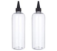 Sdootbeauty Hair Color Bottle Applicator, Applicator Bottle 16 ounce, Squeeze Bottle for Hair, PET Plastic Refillable Bottles with Twist Top Cap-2 Pack,Transparent