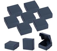 Sdootjewelry Mini Cardboard Boxes, 2.16’’ × 2.16’’ × 0.98’’ Mini Boxes, Jewelry Boxes Packaging 100 Packs, Navy Blue Kraft Boxes for Ring Earrings