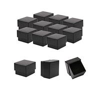 Sdootjewelry Ring Box, 1.97 x 1.97 x 1.57” Kraft Earring Ring Boxes, 50 Pack Square Cardboard Jewelry Gift Boxes Black Small Earring Ring Gift Box with Foam Insert for Wedding Propose Jewelry Packing