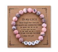 Sdopbinbin Gigi Mimi Birthday Gift for Grandma Grandmother Pink Bead Bracelet for Women Nana Grammy Mothers Day Gifts for Mimi Gigi, S, Stainless Steel, no gemstone