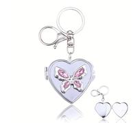 Sdopbinbin Heart Mirror Keychain Charm for Bag Purse Butterfly Keyring Makeup Keychain Compact Mirror Key Chain for Women, Pink, S