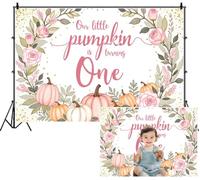 SDOTPMT 1.5x1m Our Little Pumpkin is Turning One Backdrop Flowing Pink Roses Green Foliage Gold Glitter Accents Photography Background for First Birthday Shoots Sweet Festive Atmosphere