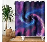SDOTPMT 105x160cm Purple Blue Galaxy Shower Curtain Fantasy Outer Space Starry Planet Bath Curtain Nebula Universe Swirl Bathtub Curtain for Kids Bathroom Decor Fabric Polyester with Hooks