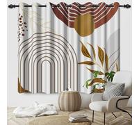 SDOTPMT 107x160cm Abstract Golden Tropical Leaf Blackout Curtains for Bedroom, Watercolor Painting with Geometric Aesthetic Art Design Room Darkening Curtains with White Window Drapes,2 Panels