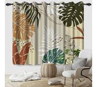 SDOTPMT 107x160cm Bohemian Tropical Leaf Blackout Curtains for Bedroom, Minimalist Leaf Pattern with Abstract Art Design Room Darkening Curtains with Light Green Window Drapes,2 Panels