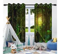SDOTPMT 107x160cm Enchanted Forest Window Curtain Tropical Jungle Sunshine Tree Path Magic Window Drapes Countryside Nature Scenery Window Treatment for Bedroom Decor Blackout Curtains,2 Panels