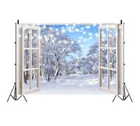 SDOTPMT 10x7ft Winter Window Scene Backdrop Holiday Wonderland Snowflake Photography Background Holiday Christmas New Year Family Party Banner Wall Kids Portrait Studio Props
