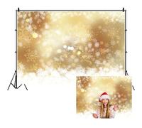 SDOTPMT 10x8ft Winter Wonderland Scene Polyester Backdrop for Snowflake Bokeh Golden Christmas Backgrounds Happy New Year Holiday Background for Xmas Party Decor Fall in Love Photo Props