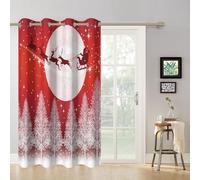 SDOTPMT 117x138cm Christmas Santa Sleigh Window Curtains Red Moonlit Forest Magical Festive Enchanting Design Room Decor for Living Room Home Thermal Insulated Window Drapes,1 Panel