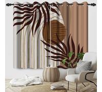 SDOTPMT 117x138cm Tropical Leaf Pattern Blackout Curtains for Bedroom, Minimalist Leaf with Geometric Aesthetic Art Design Room Darkening Curtains with Brown Window Drapes,2 Panels