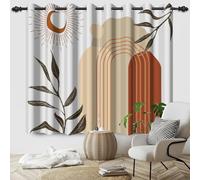 SDOTPMT 117x229cm Abstract Tropical Leaf Blackout Curtains for Bedroom, Minimalist Leaf with Geometric Aesthetic Art Design Room Darkening Curtains with Light Brown Window Drapes,2 Panels