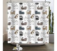SDOTPMT 120x180cm Cute Funny Animal Shower Curtain Cartoon Playing Cats Pattern White Bath Curtain Modern Classic Bathtub Curtain for Boys Girls Bathroom Decor Polyester with Hooks