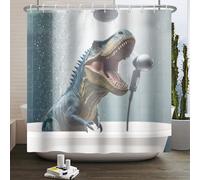 SDOTPMT 120x180cm Funny Dinosaur Fabric Shower Curtain Dino Trex Raptor Silhouette Boys Bathroom Curtain Animal World Style Waterproof Fabric Bathroom Shower Decor with Hooks