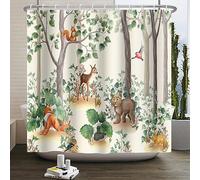 SDOTPMT 120x180cm Tropical Rainforest Shower Curtain Cute Funny Animal Deer Kangaroo Green Plant Bath Curtain Countryside Farmhouse Zoo Cartoon Bathtub Curtain for Kids Bathroom Decor with Hooks